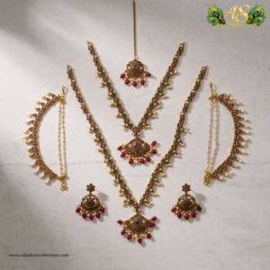 royal ruby green bridal combo set