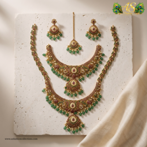 royal emerald bridal layered necklace combo