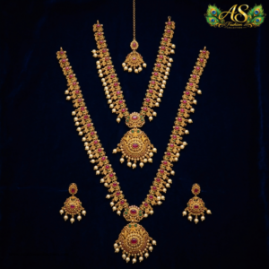 royal ruby antique bridal long haram combo