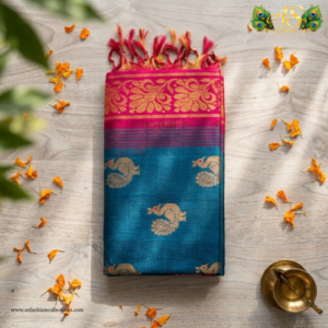pure handloom silk saree with contrast pink zari border