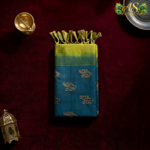 peacock blue venkatagiri pure handloom pattu saree